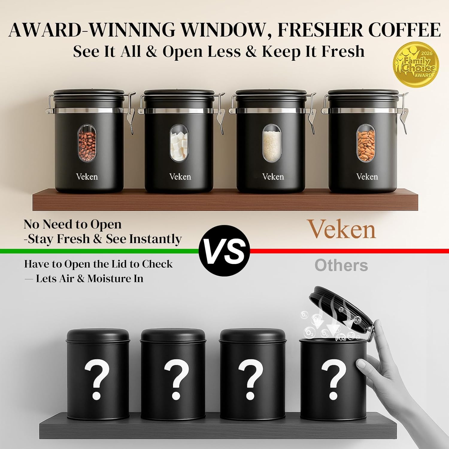 Detalle de Veken Coffee Canister with Window