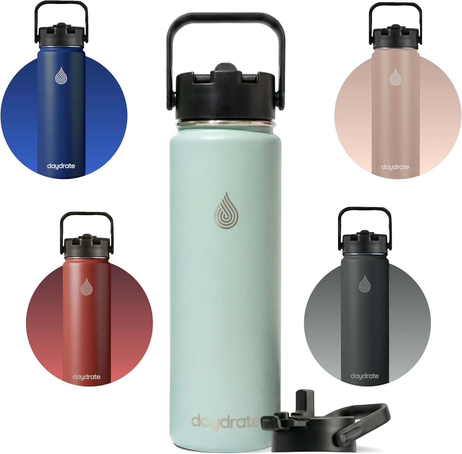 Thumbnail 5 de Daydrate Insulated 750ml Metal Water Bottle with Straw & Spout (Green)