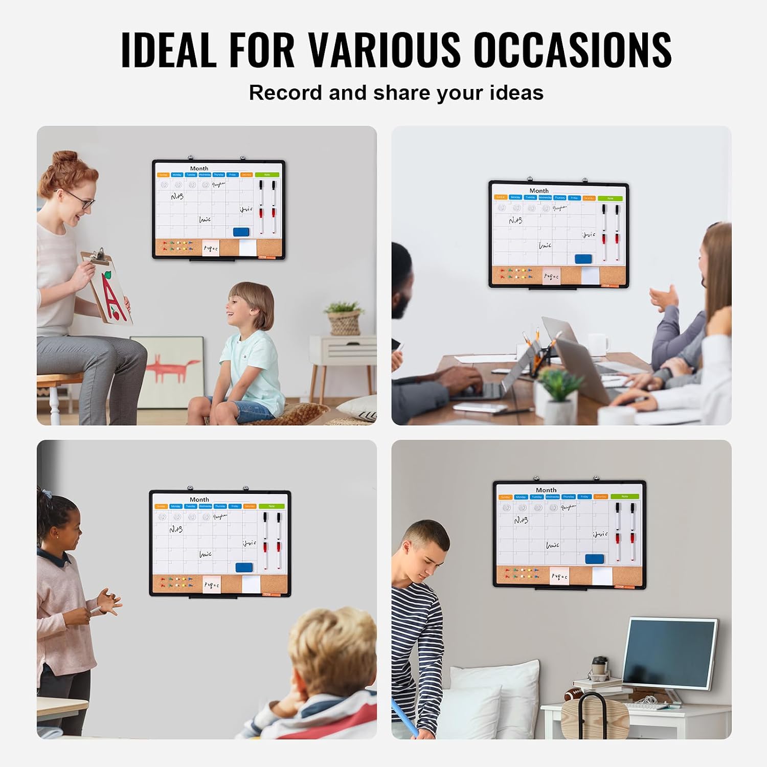 Thumbnail 5 de VEVOR Calendar Whiteboard and Cork Board, 24 x 18 in