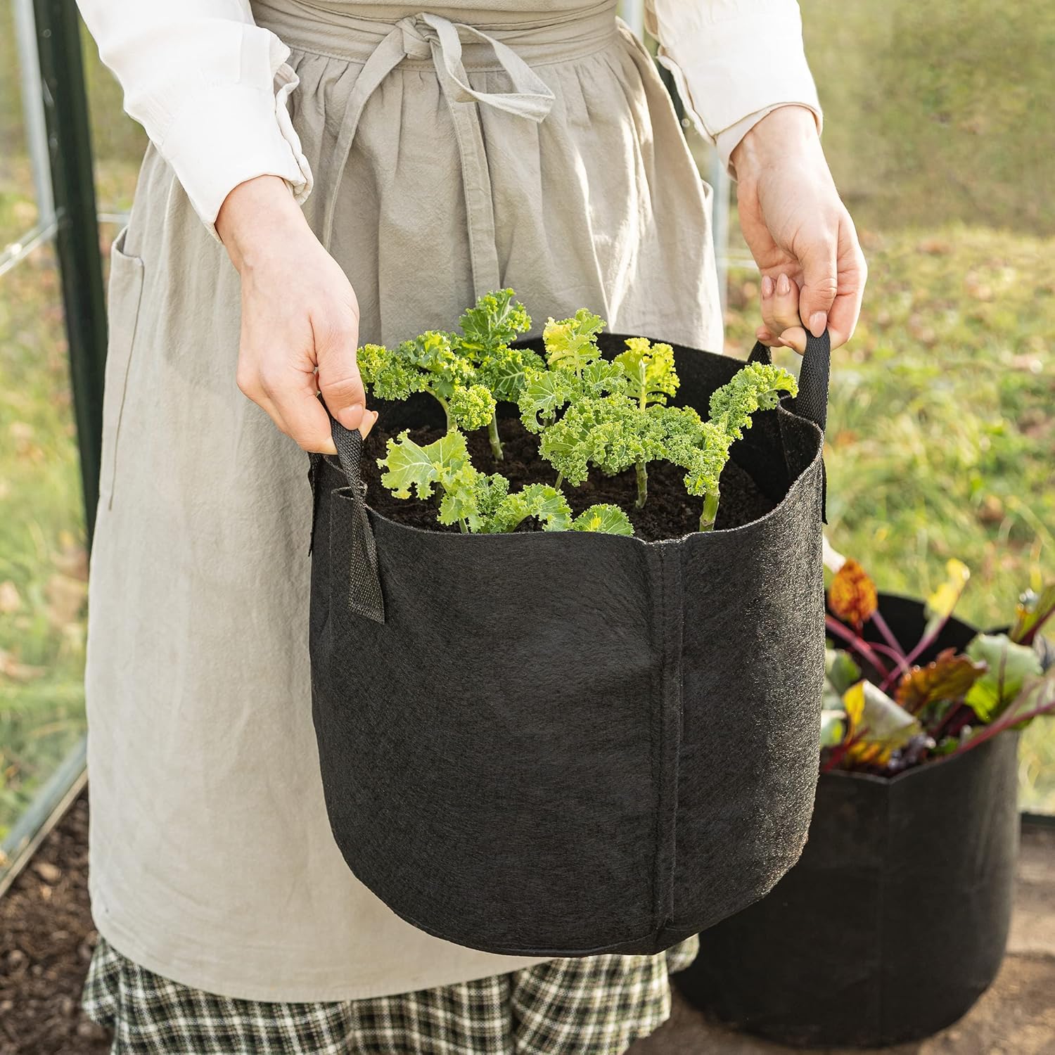 Detalle 2 de OwnGrown Set Maceteros 20L para Patatas 🌱 Bolsa de Jardín Exterior