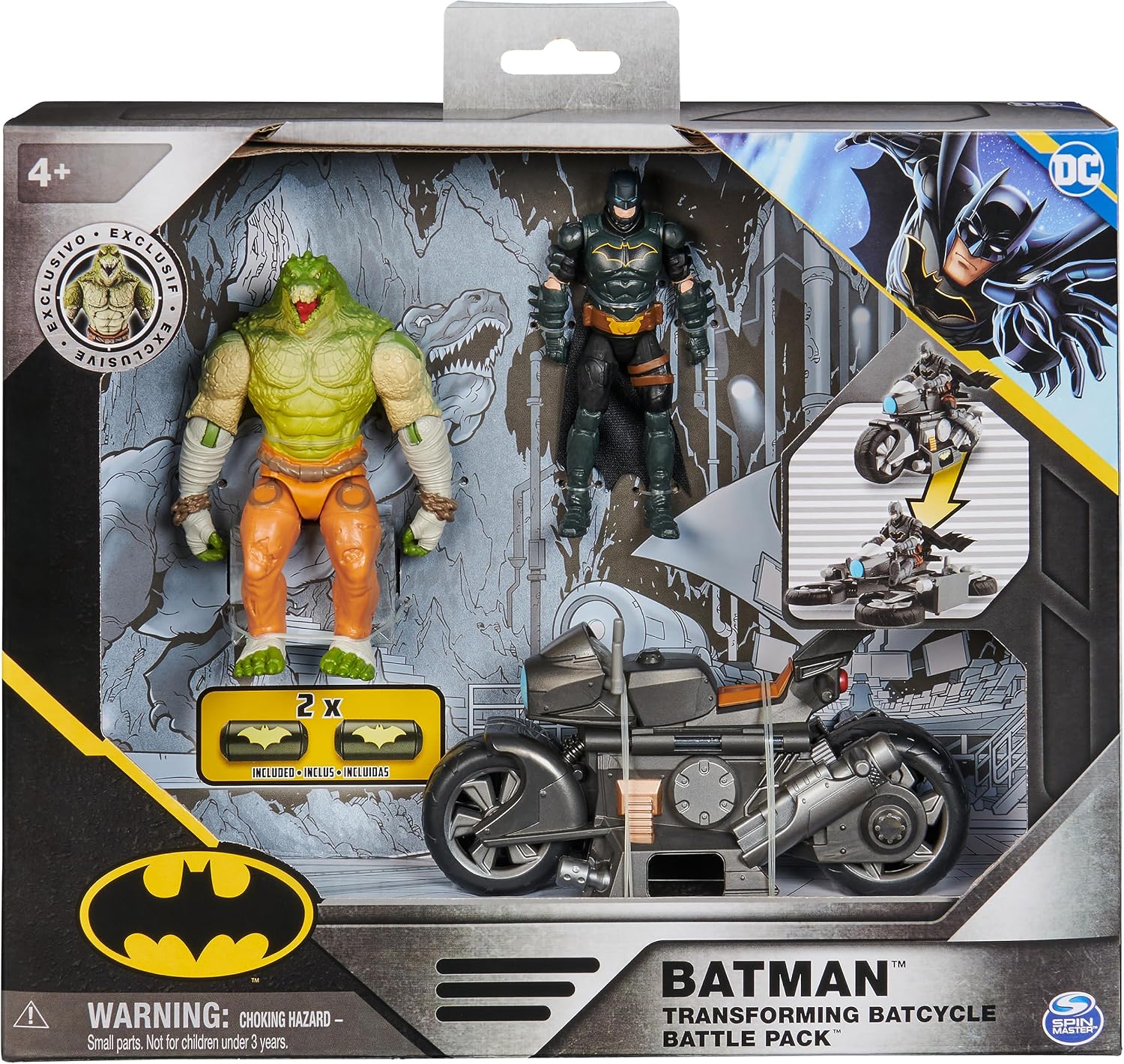 Thumbnail 1 de DC Comics Batman Transforming Batcycle Battle Pack with Exclusive Killer Croc and Batman Figures