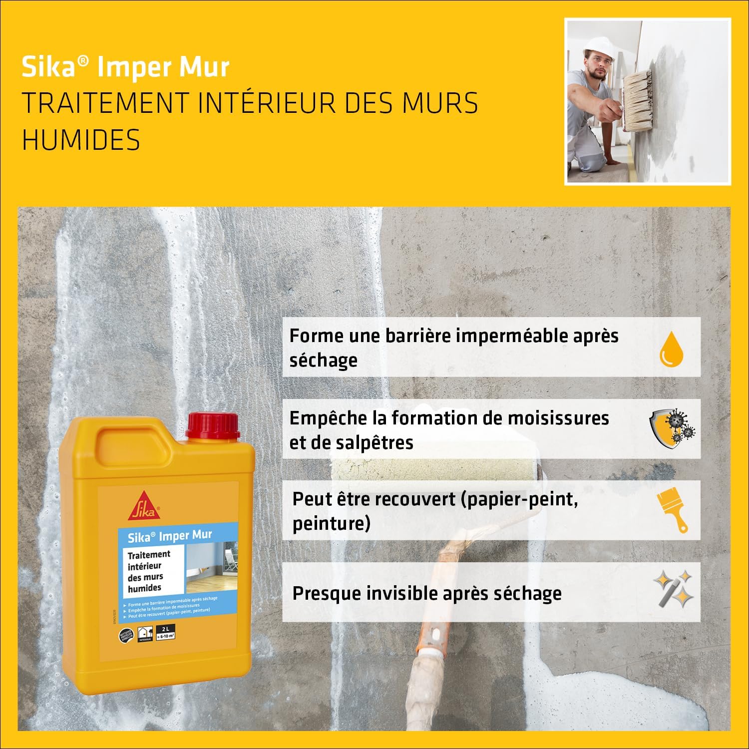 Thumbnail 3 de Sika Imper Mur : Résine pour murs intérieurs humides – 2 L