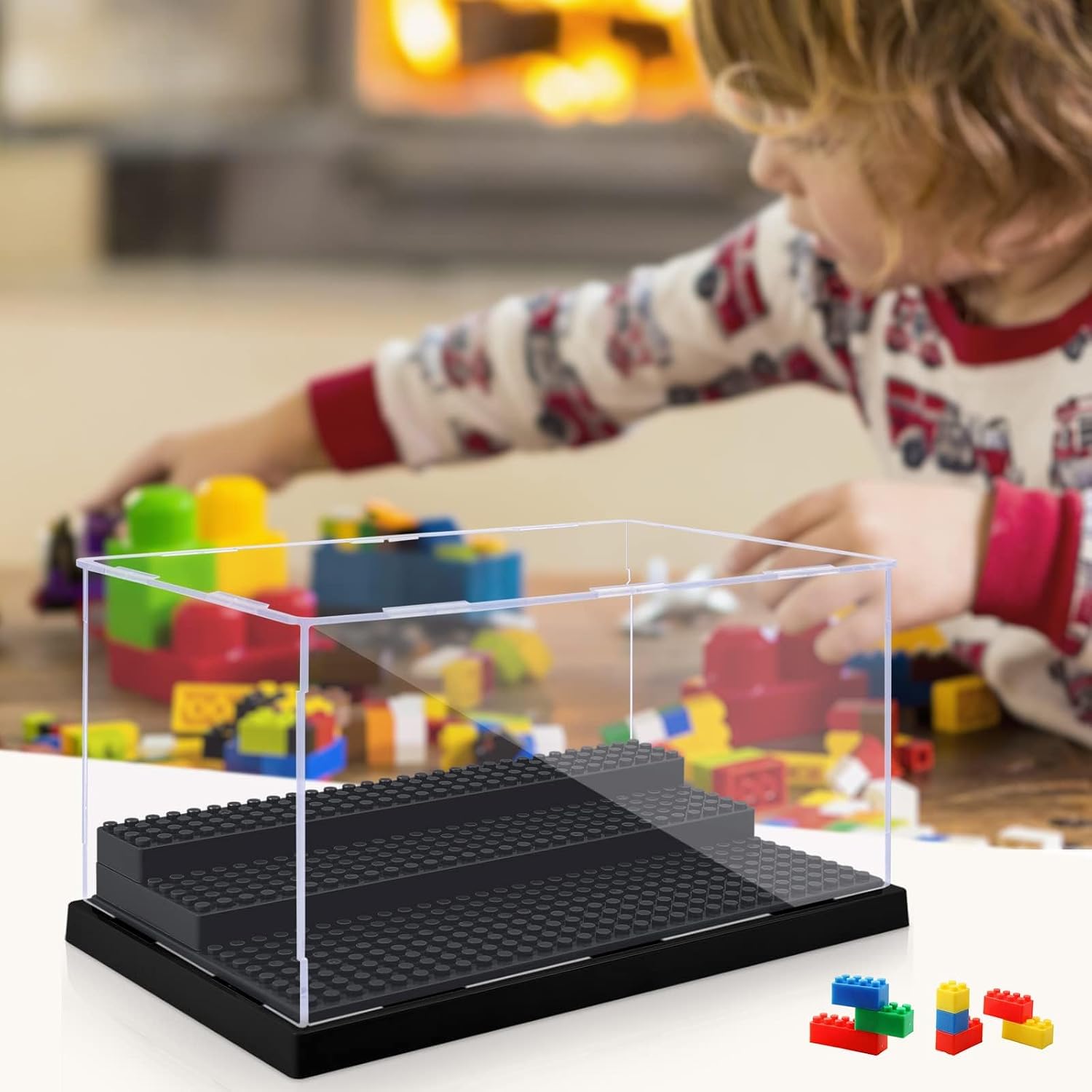 Detalle de Mlikero 2 Pack Minifigure Display Case – Black, Clear Acrylic 3‑Step Storage for Collectibles