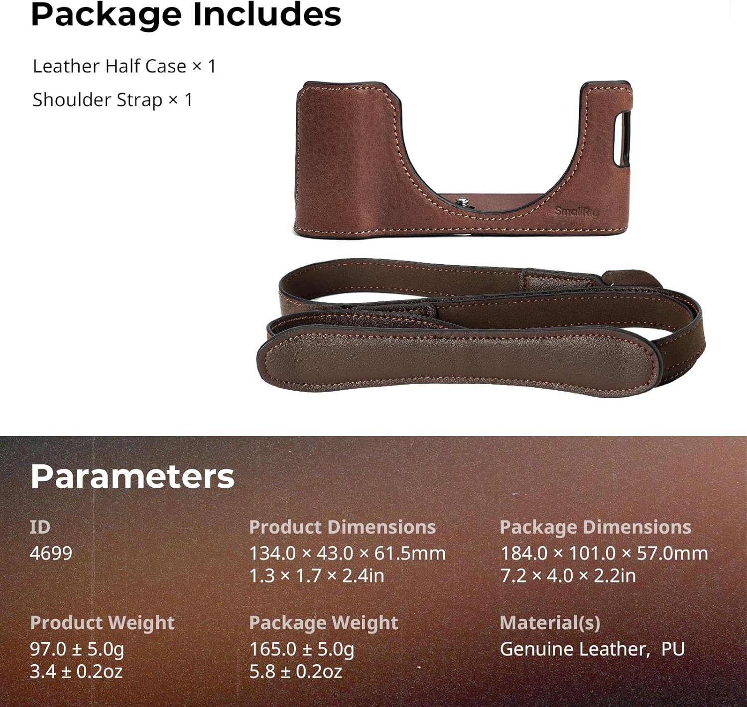 Thumbnail 6 de SmallRig X100VI Half Leather Case Kit (Brown) with Shoulder Strap, Aluminium Alloy Frame – 4699