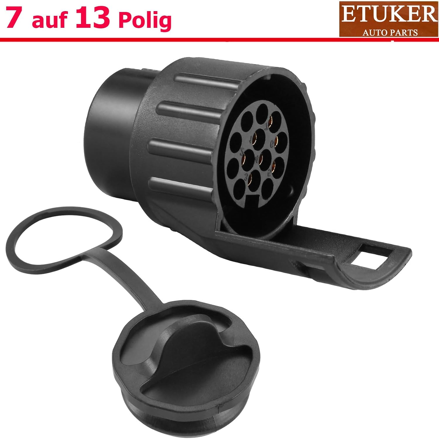 Thumbnail 2 de ETUKER Anhänger-Adapter 7 auf 13-polig (Steckdose 7-polig → Stecker 13-polig) – wasserdicht