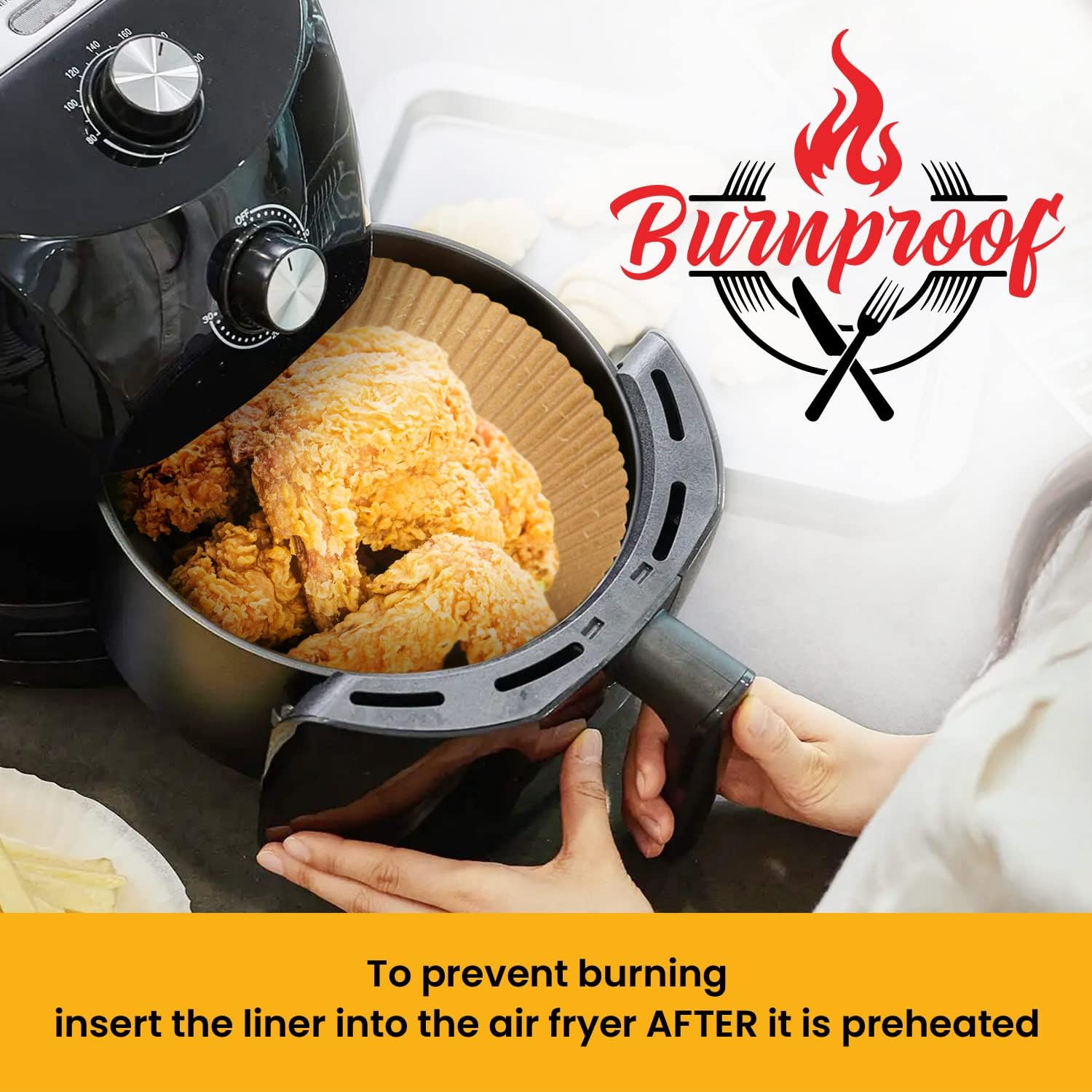 Detalle de Round Air Fryer Liners, 6.3-Inch
