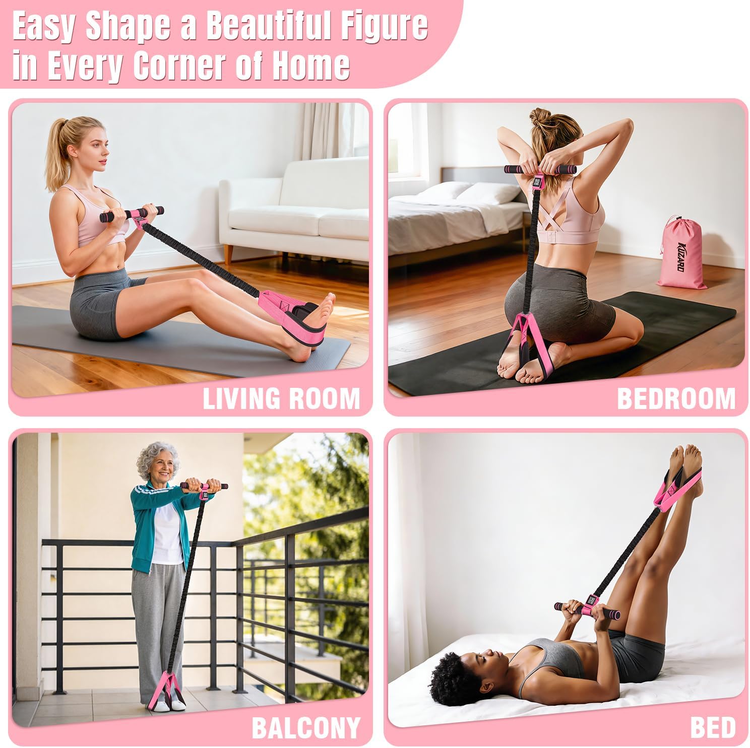 Detalle de Upgraded Pedal Resistance Band with Handles – All-in-One Home Workout Kit