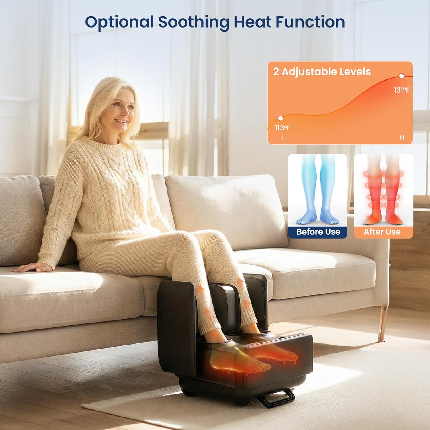 Detalle 2 de COMFIER FSA Foot and Calf Massager 19.6" ottoman