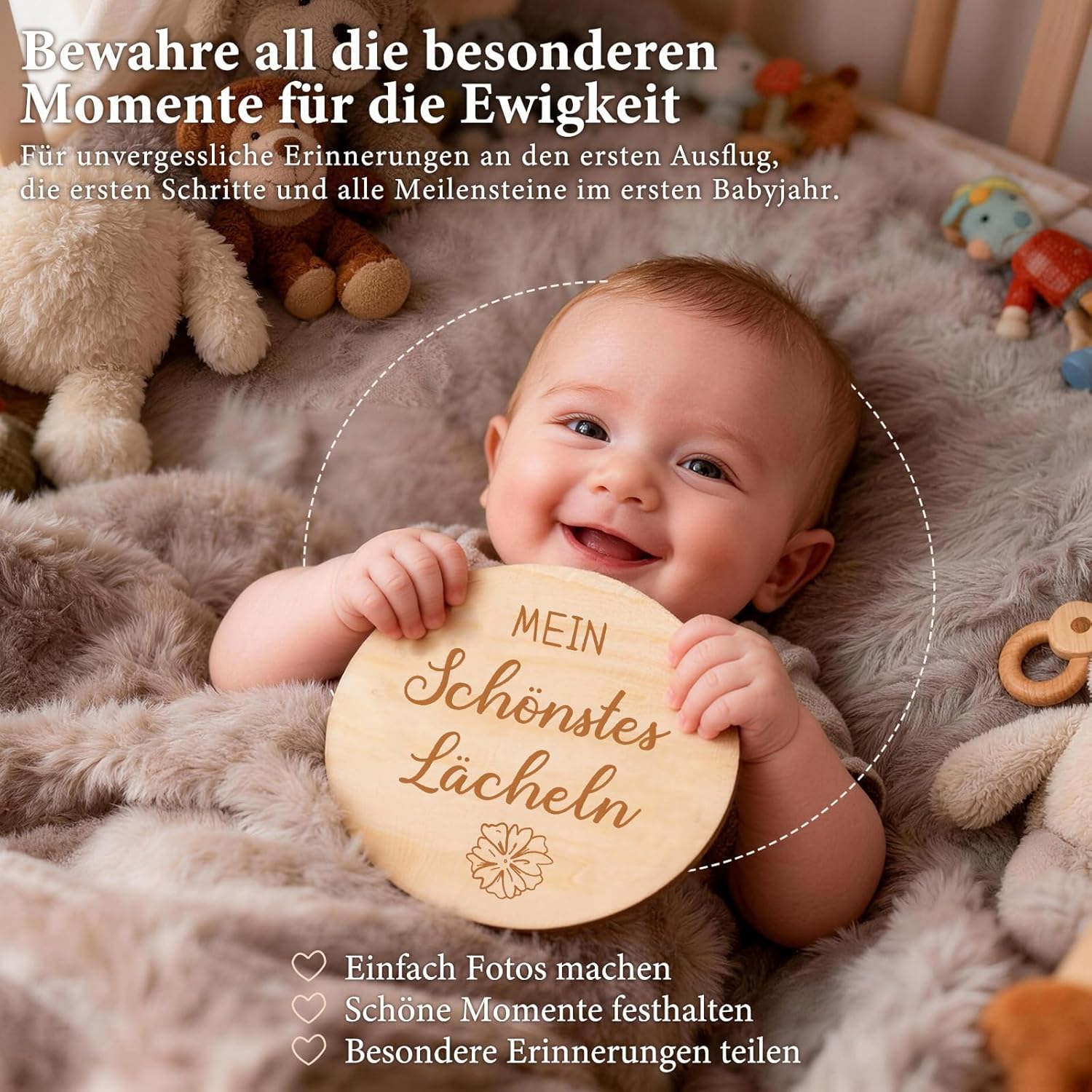 Thumbnail 1 de Giftota 46 Holz-Meilensteinkarten Baby – inkl. Ständer & Stoffbeutel, FSC-Holz, Deutsch