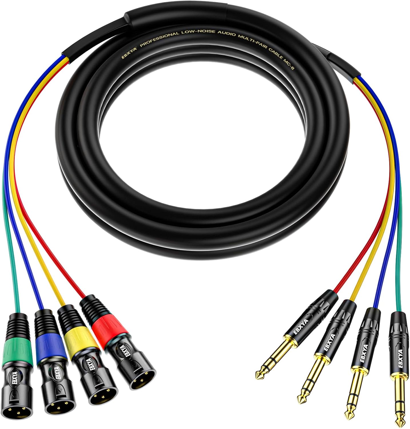 Detalle de EBXYA 4-Channel XLR Male to 1/4-Inch TRS Snake Cable, 3 Feet