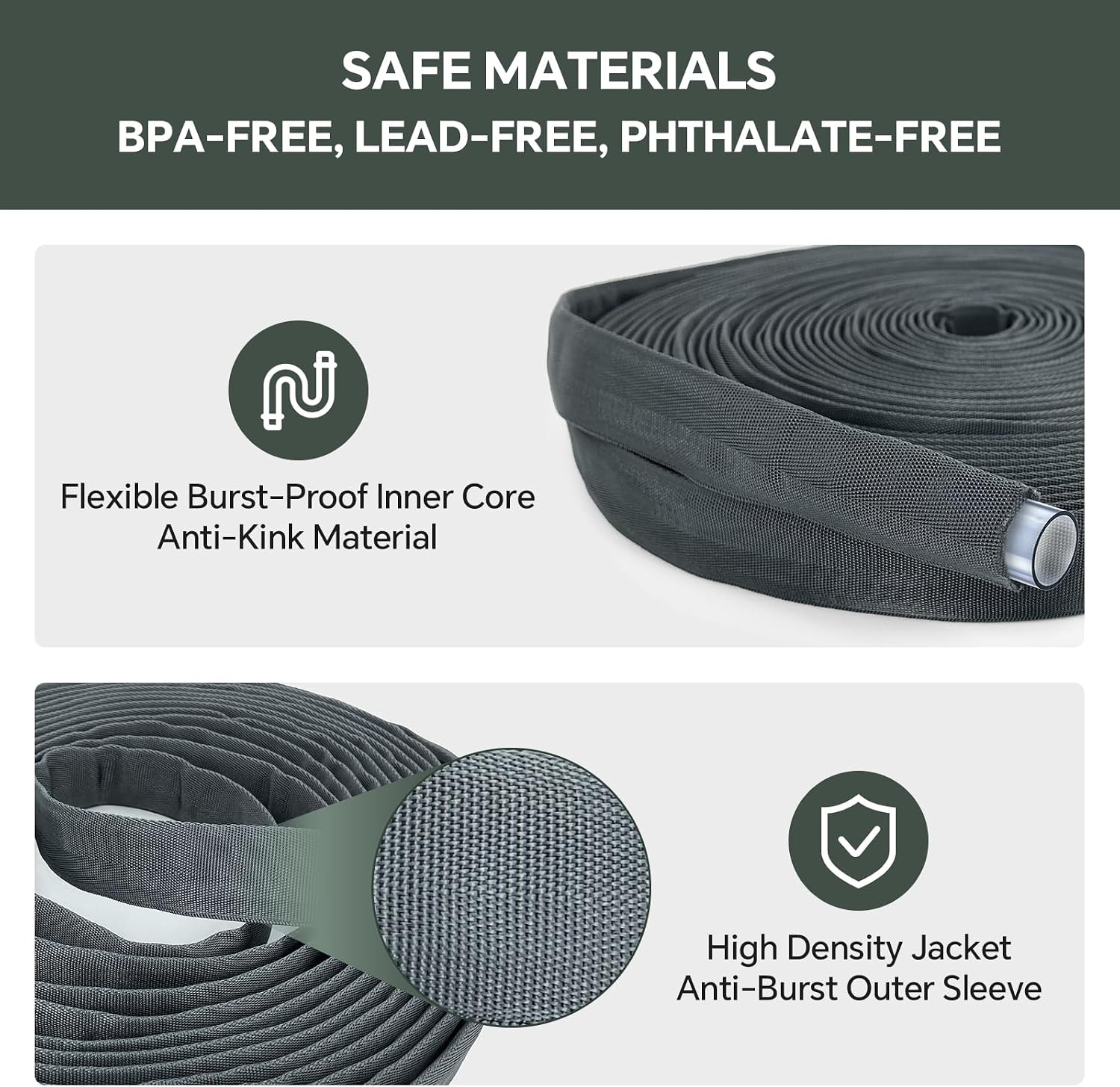 Detalle de PLYPLYE 25ft Garden Hose, TPU, 5/8-Inch, Drinking Water Safe