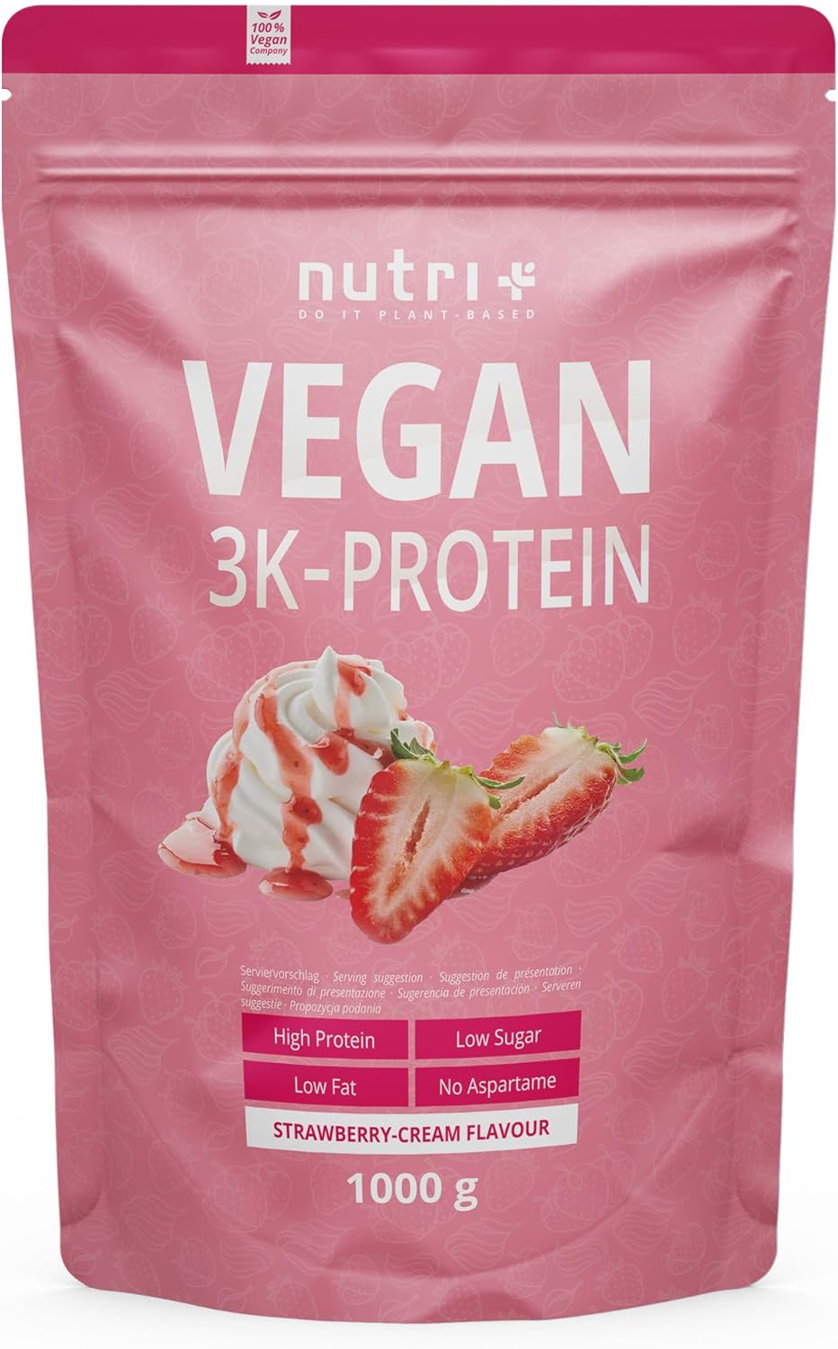 Detalle de Nutri + Protein Pulver Vegan Erdbeer Sahne 1 kg