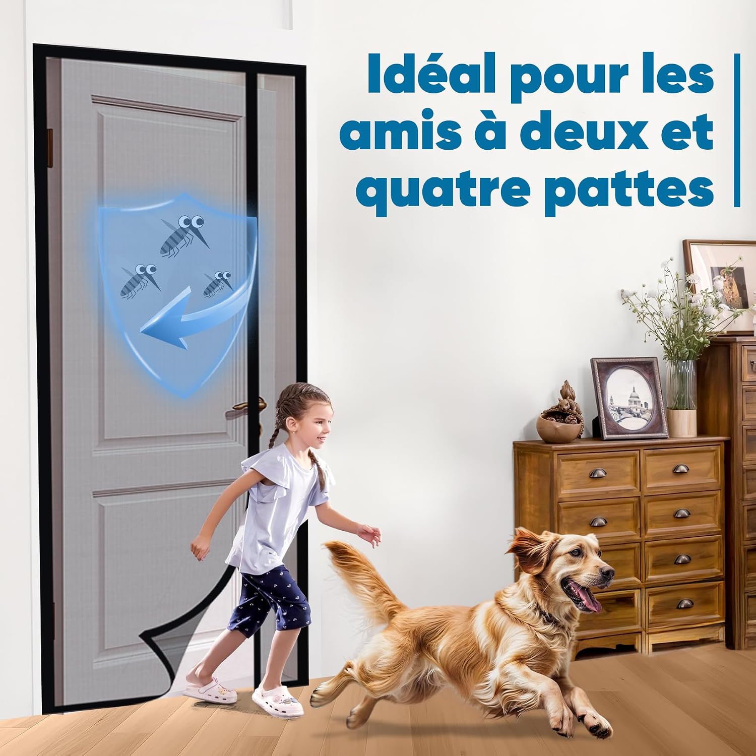 Thumbnail 6 de Sekey Moustiquaire Porte Résistant à Griffes de Chat – Ouverture Latérale Magnétique, Fibre de Verre, 160x240 cm