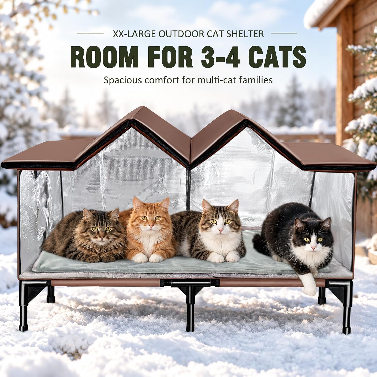 Thumbnail 4 de GUZROK GA2601 XX-Large Heated Outdoor Cat House, Insulated, 2 Doors
