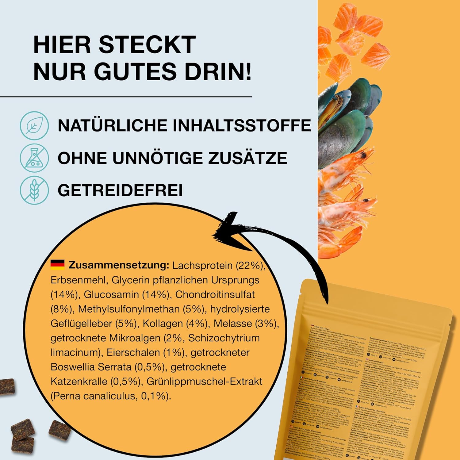 Detalle de Paawy Gelenktabletten für Hunde (180 Stück) mit Grünlippmuschel, MSM, Glucosamin & Chondroitin