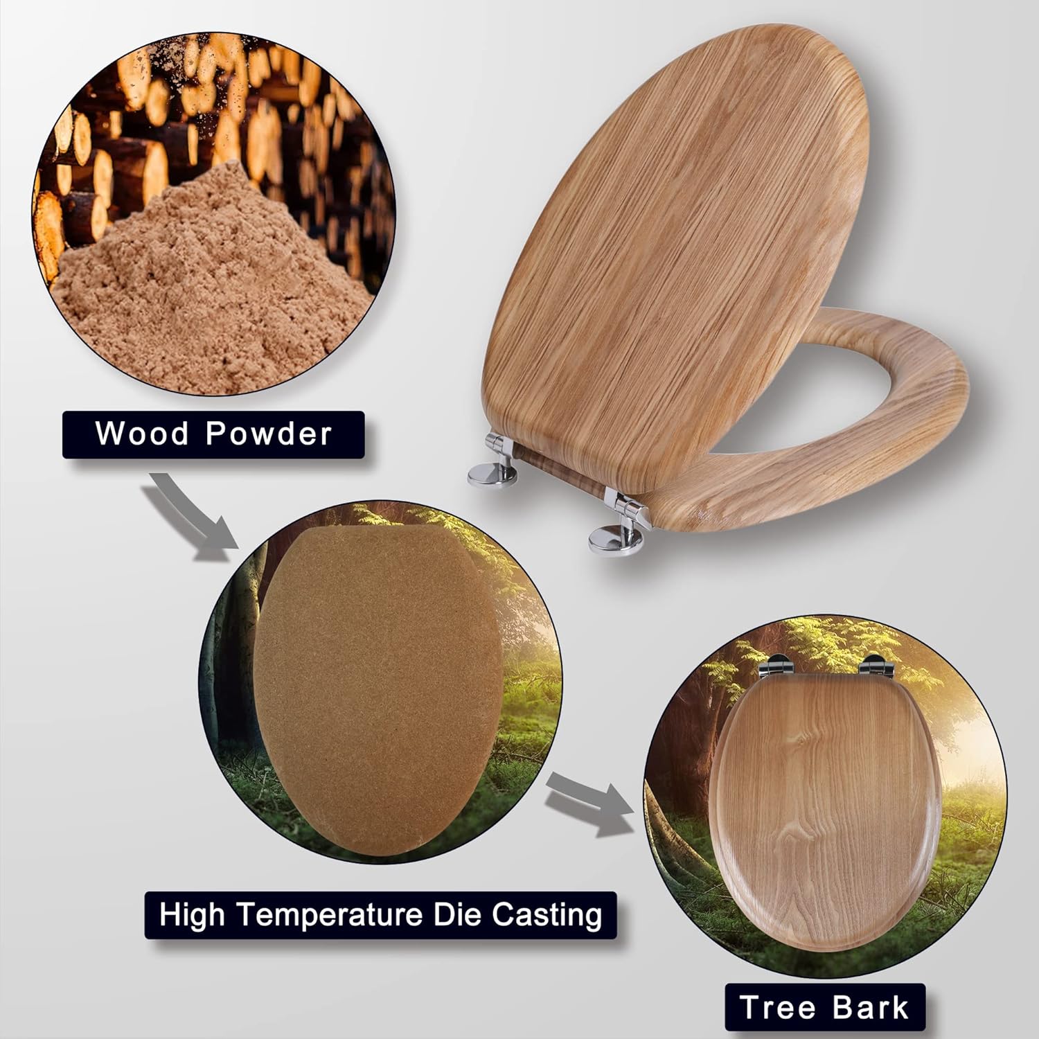 Thumbnail 3 de Angel Shield Antibacterial Wooden Toilet Seat 45x37cm