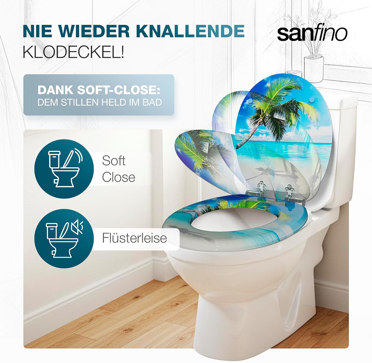 Detalle 2 de SANFINO Premium WC Sitz mit Absenkautomatik, Palm