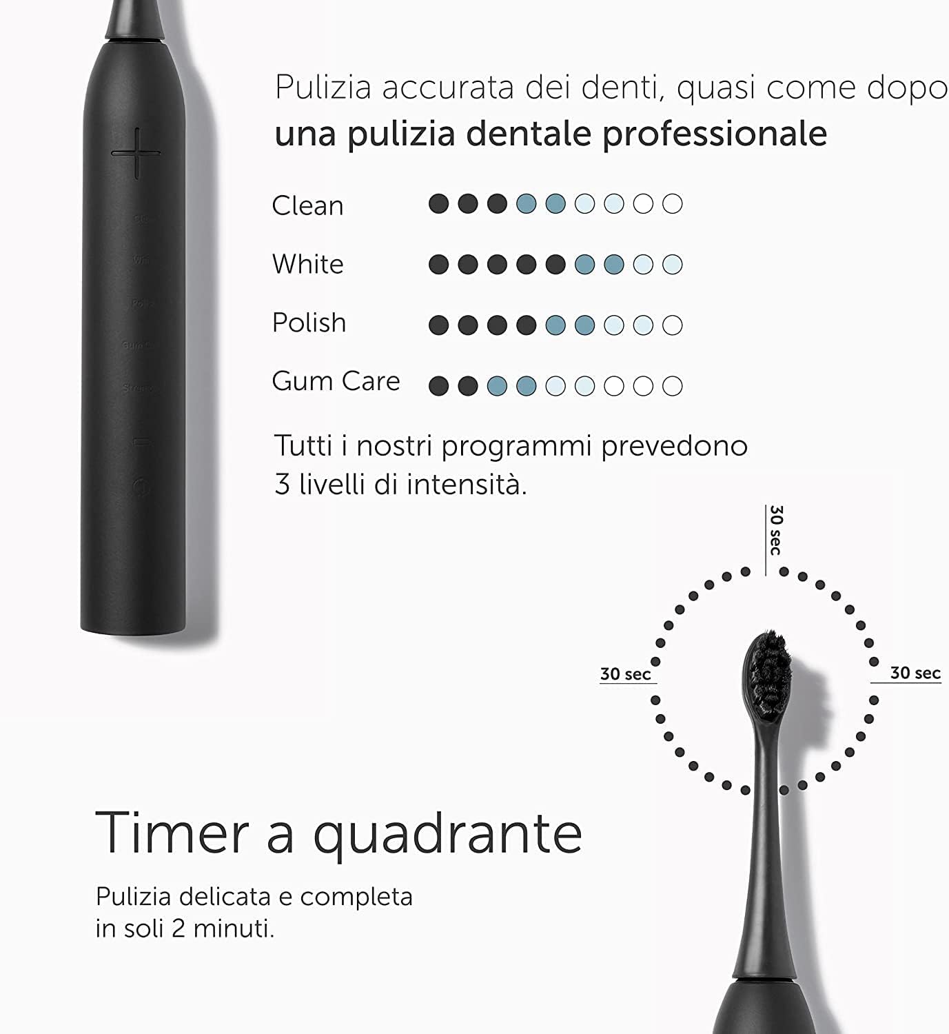 Detalle de WonderSmile Pro Spazzolino elettrico a ultrasuoni: performance, autonomia e certificazioni per una cura dentale avanzata