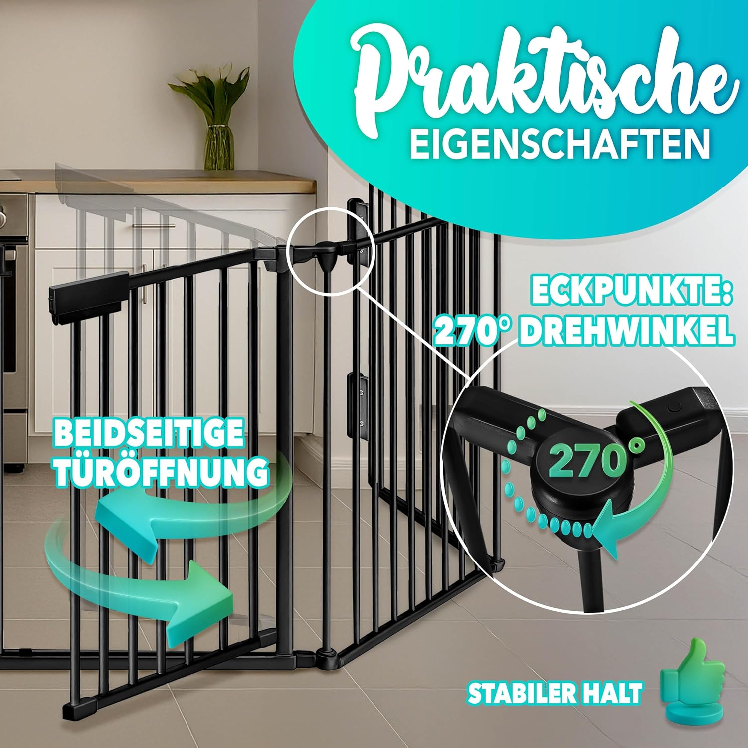 Thumbnail 6 de KIDUKU Kaminschutzgitter mit Tür Metall 480 cm – flexibles Konfigurationsgitter, Schwarz
