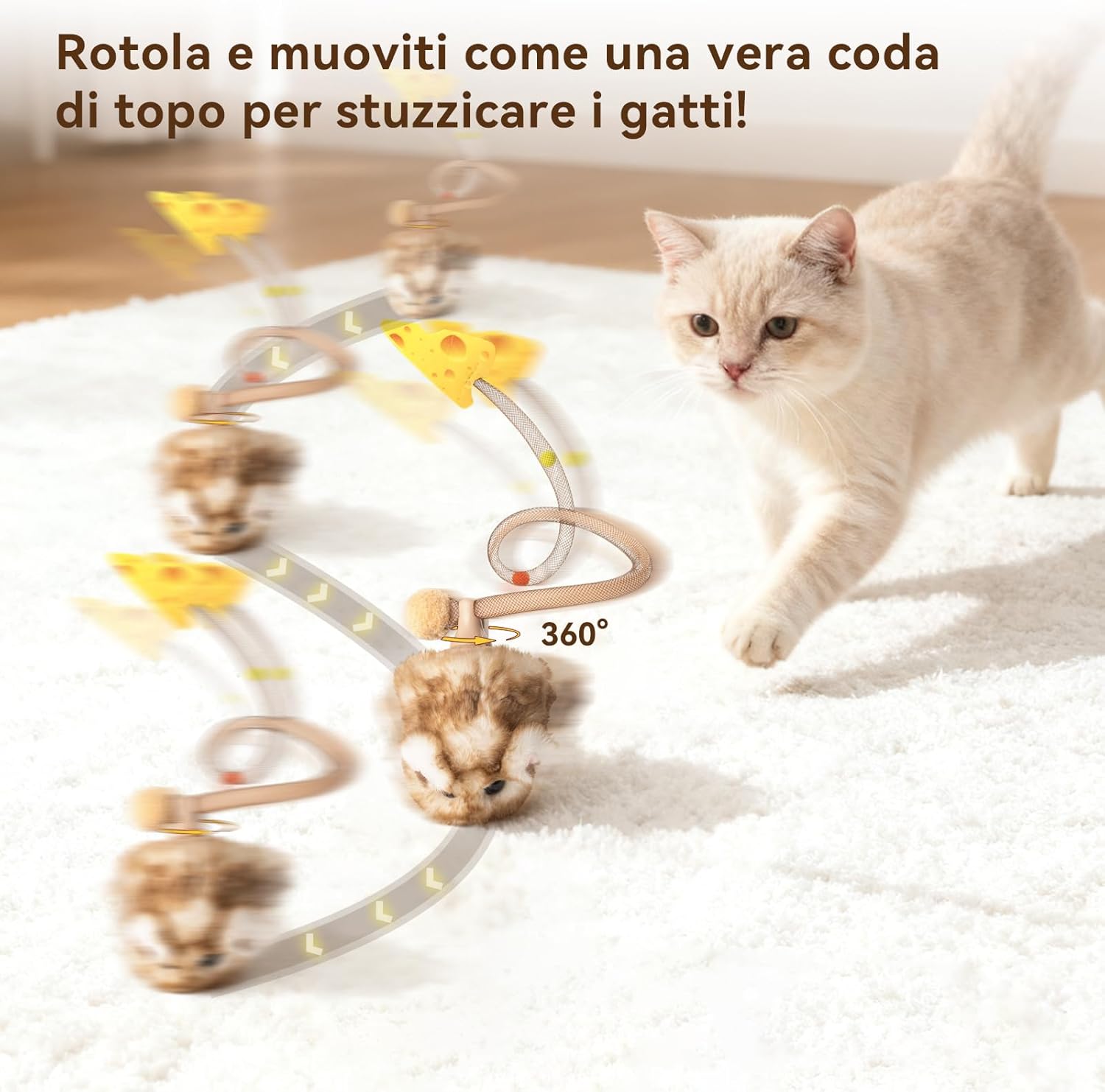Thumbnail 2 de Migipaws giocattolo interattivo per gatti con topolino elettrico ricaricabile e coda che si muove