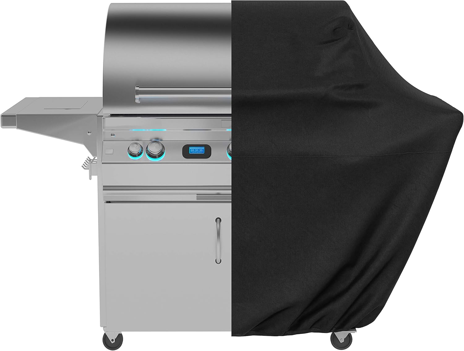 Detalle de Amazon Basics Gasgrill-Abdeckhülle, 152 x 71 x 117 cm, wasserabweisend, Schwarz