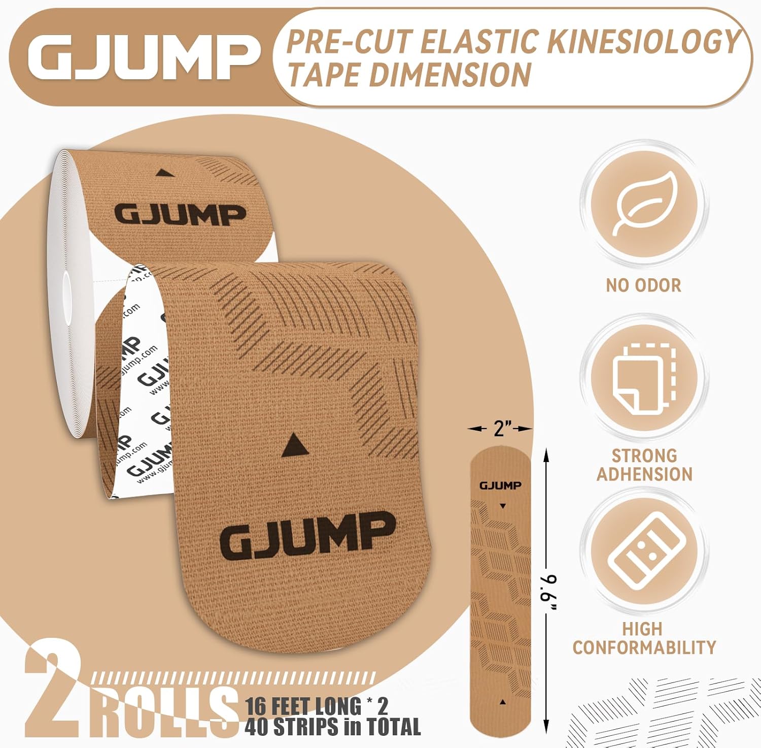 Detalle 2 de GJUMP Kinesiology Tape, 40 Strips ⚙