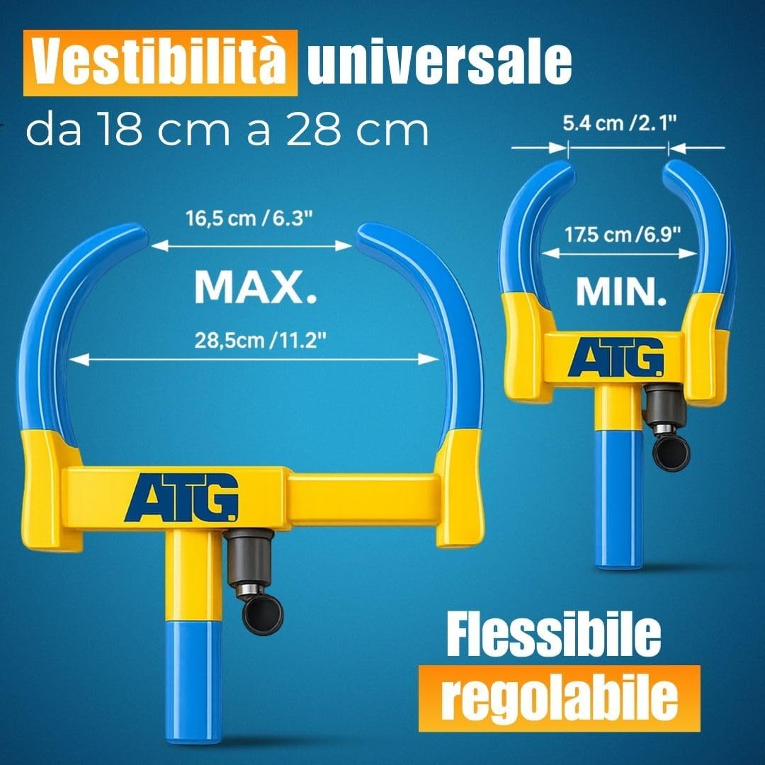 Thumbnail 5 de ATG Bloccaruota Auto e Rimorchio – Antifurto meccanico universale per auto, caravan e rimorchi (18–28 cm)