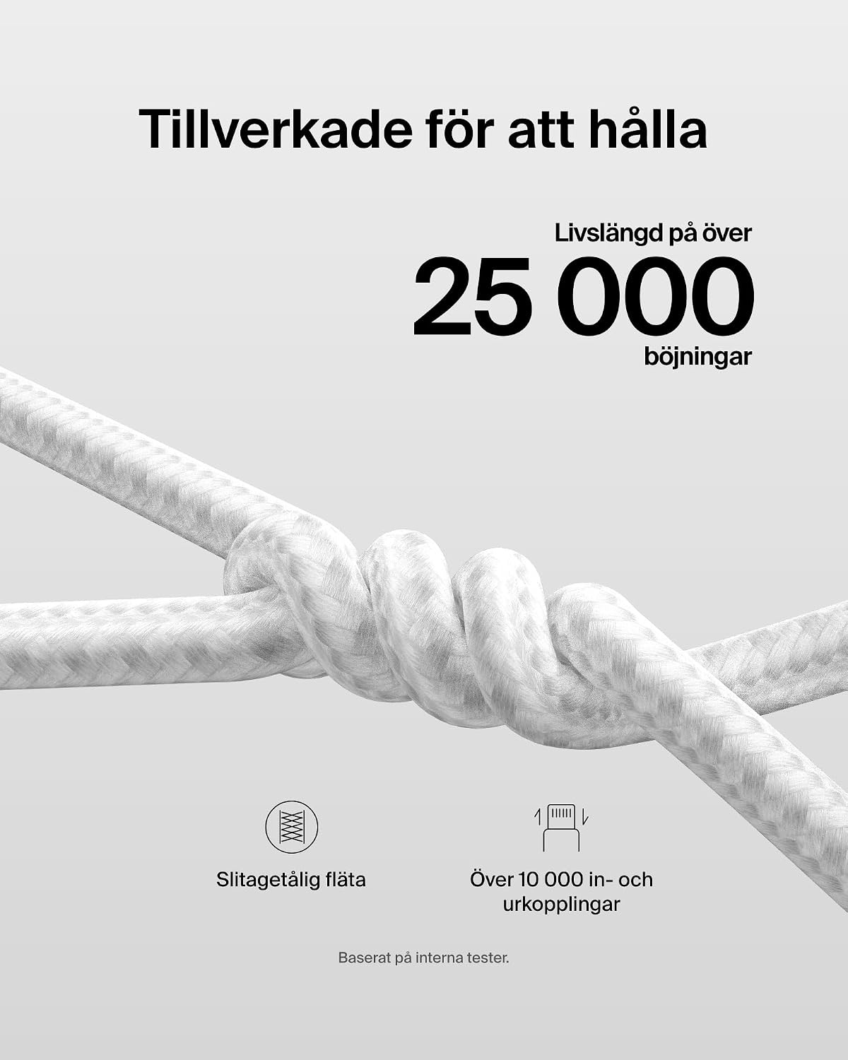 Detalle de Belkin 2-pack USB-C till USB-C-kablar, 1,5 m, flätade och upp till 240 W