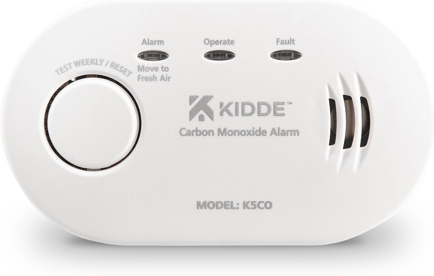 Detalle de Kidde 5CO Carbon Monoxide Alarm and Detector with AA Batteries – 10 Year Sensor Life