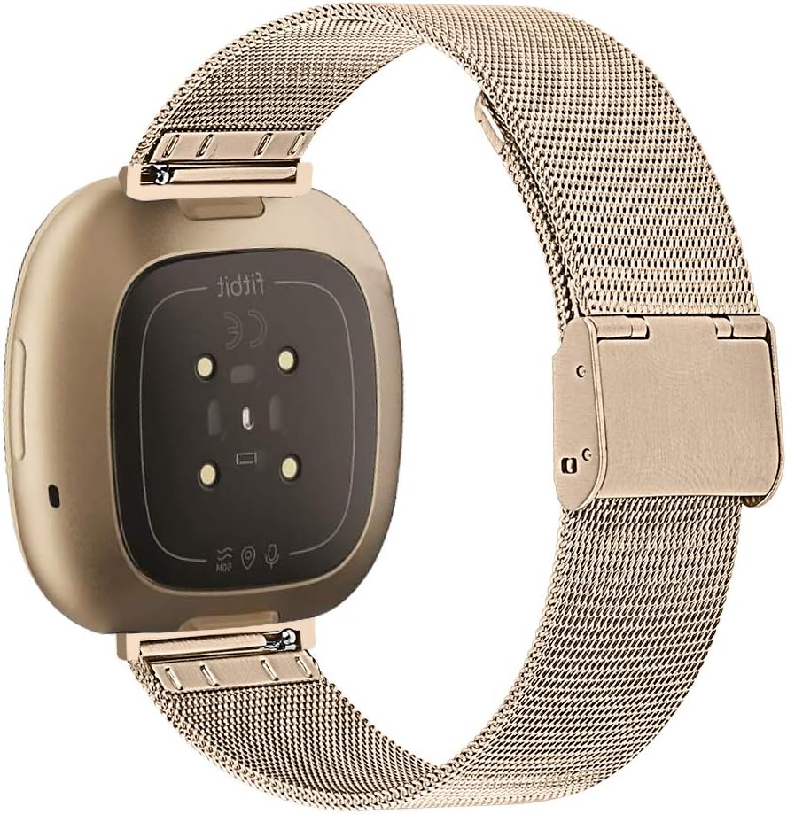 Detalle de INF Edelstahl Uhrenarmband Gold für Fitbit Versa 3 – elegantes Metallarmband, verstellbar