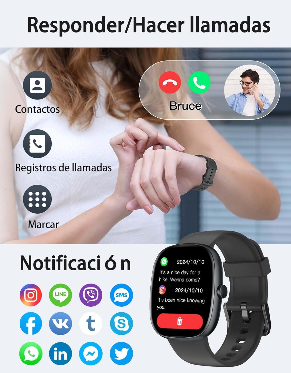 Detalle 2 de HUAKUA Reloj Inteligente Smartwatch con 113 modos
