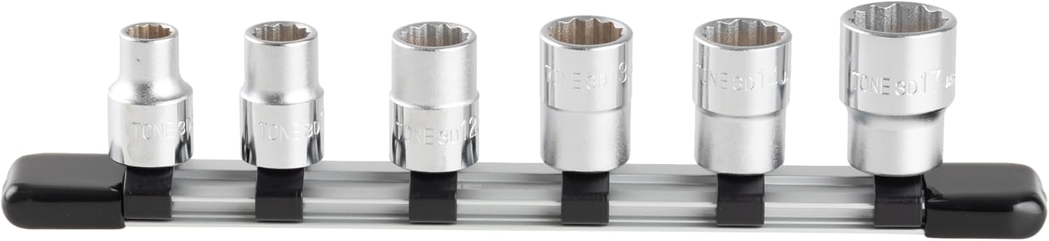 Detalle de トネ(TONE) HD306 ソケットセット 12角・差込角9.5mm・ホルダー付き6点組