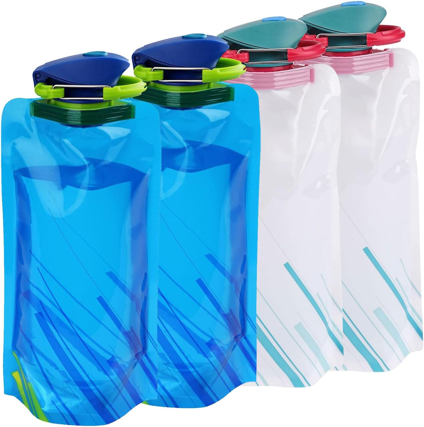 Detalle de VIEVRE faltbare Trinkflaschen-Set (4 Stück) – BPA-frei, 700 ml, Blau/Weiß