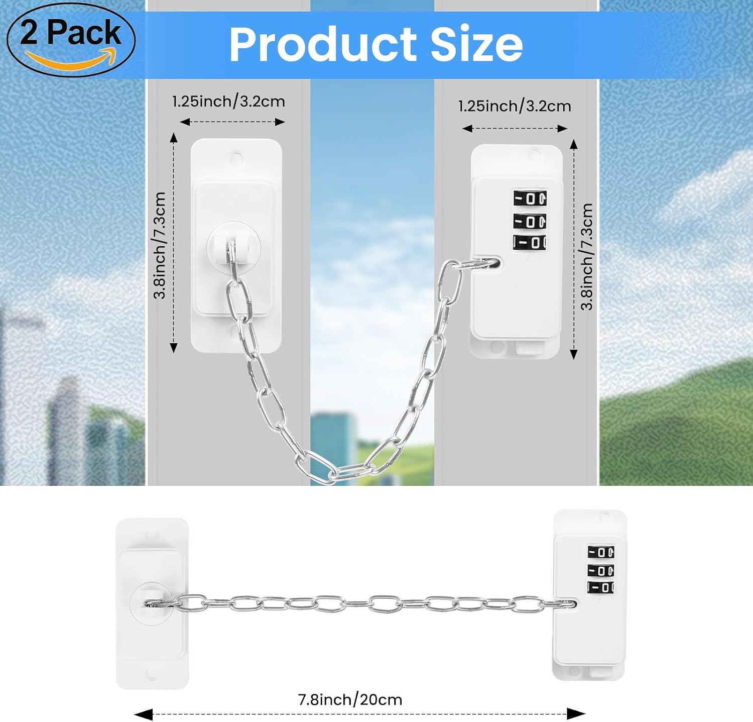 Detalle 2 de NewBinn window restrictor chain limiter 19 cm
