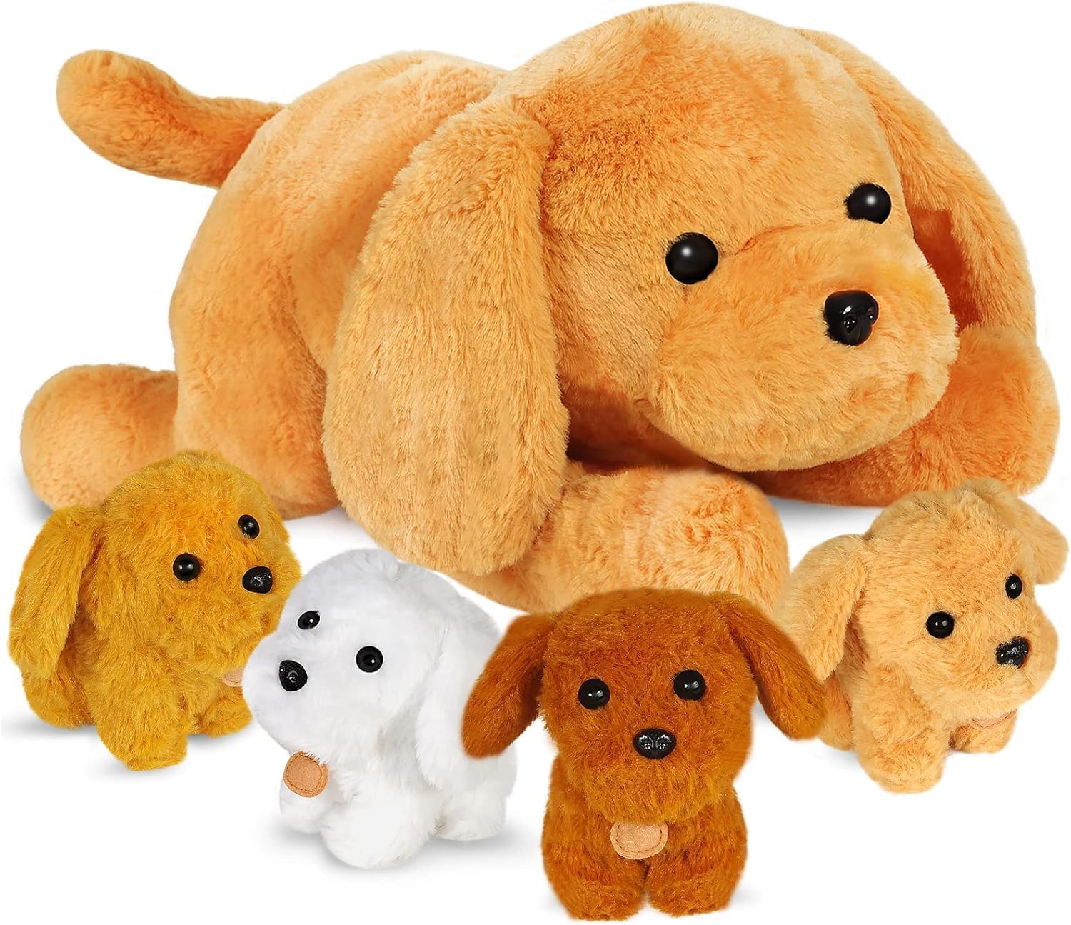 Detalle de KMUYSL Mommy Dog with 4 Baby Puppies Plush Toy Set