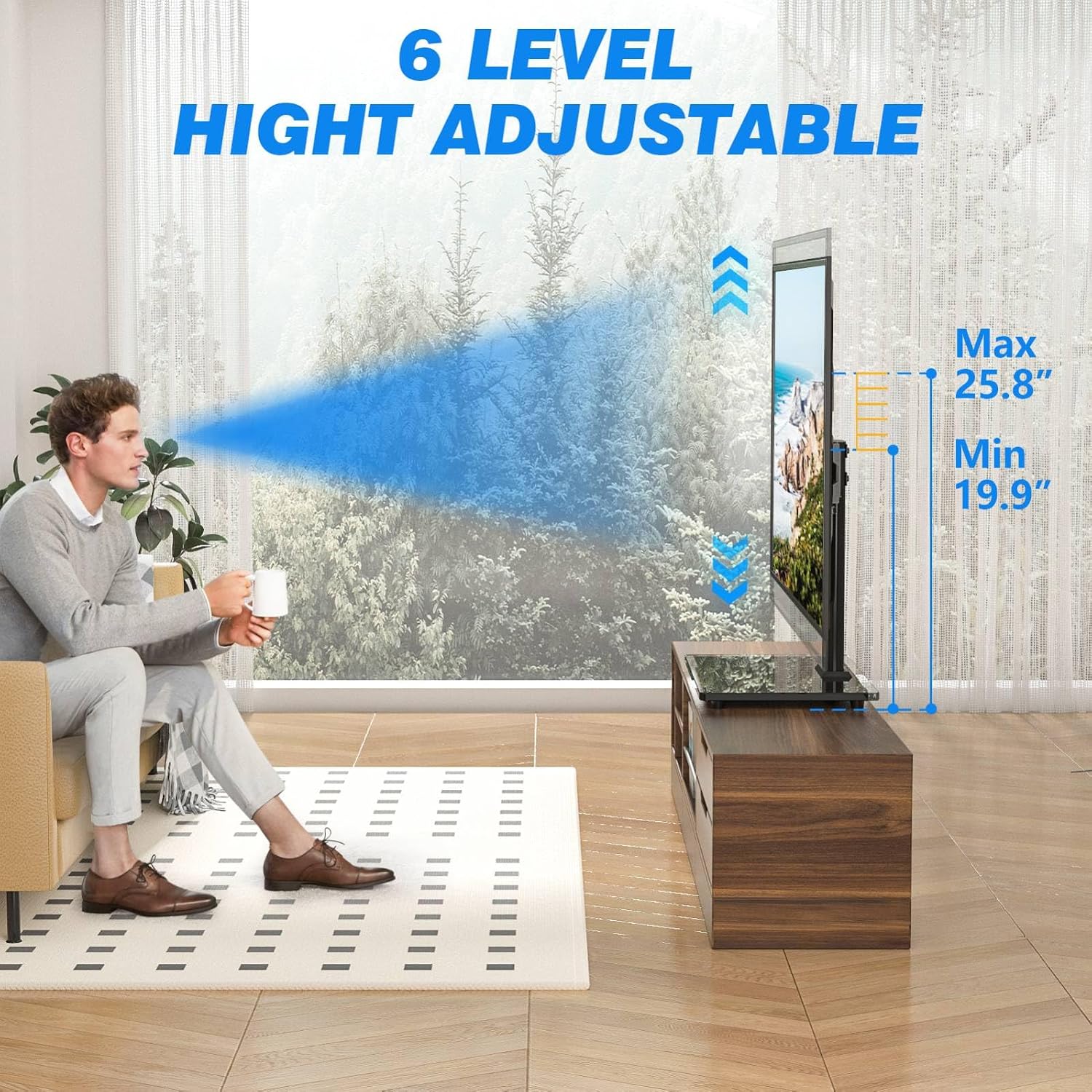 Thumbnail 3 de Rfiver Universal TV Stand/Base for 27-60 inch TVs, Tempered Glass, Height Adjustable