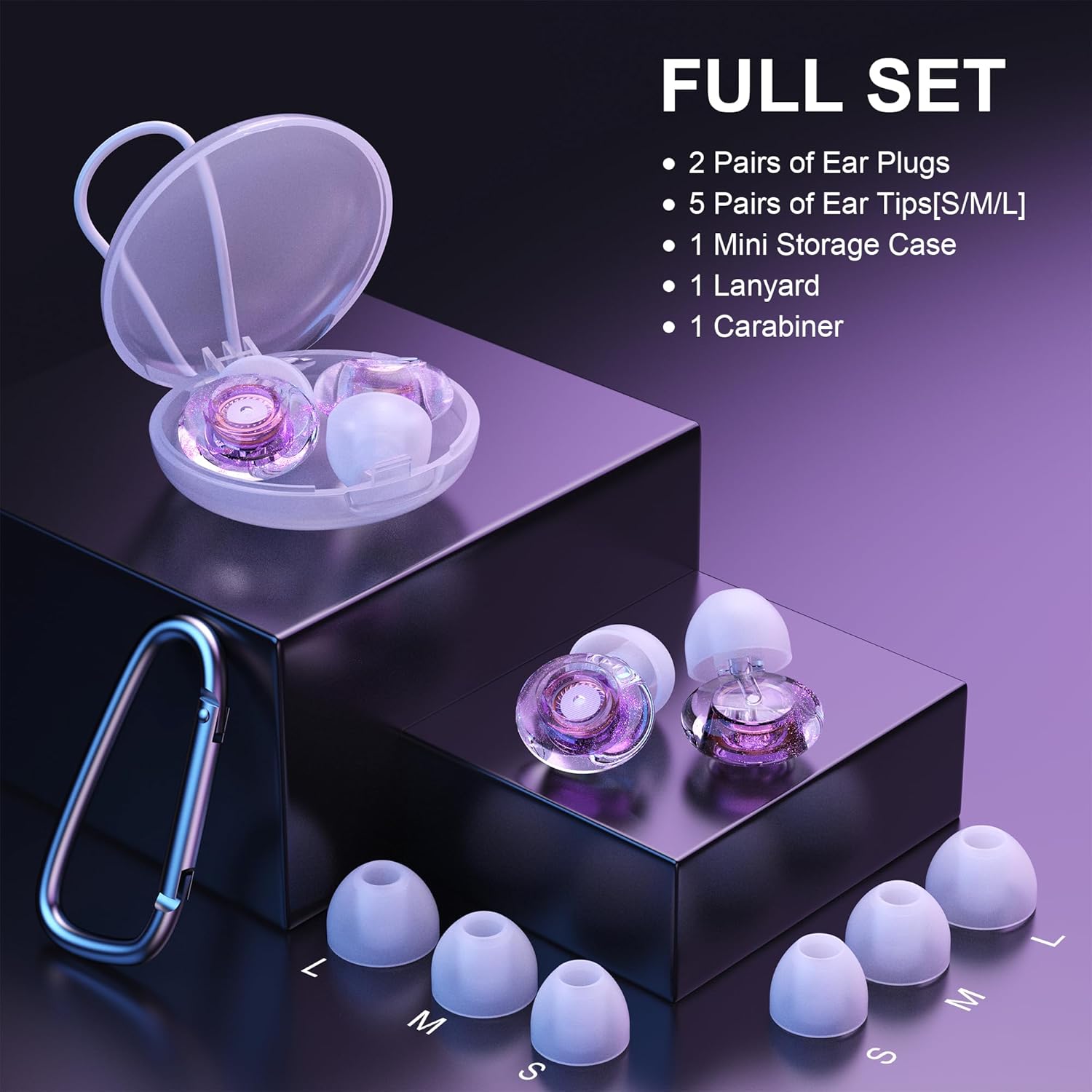 Thumbnail 5 de Yawsoy Purple Silicone In-Ear Ear Plugs: High Fidelity Concert Ear Protection (2 Pack)