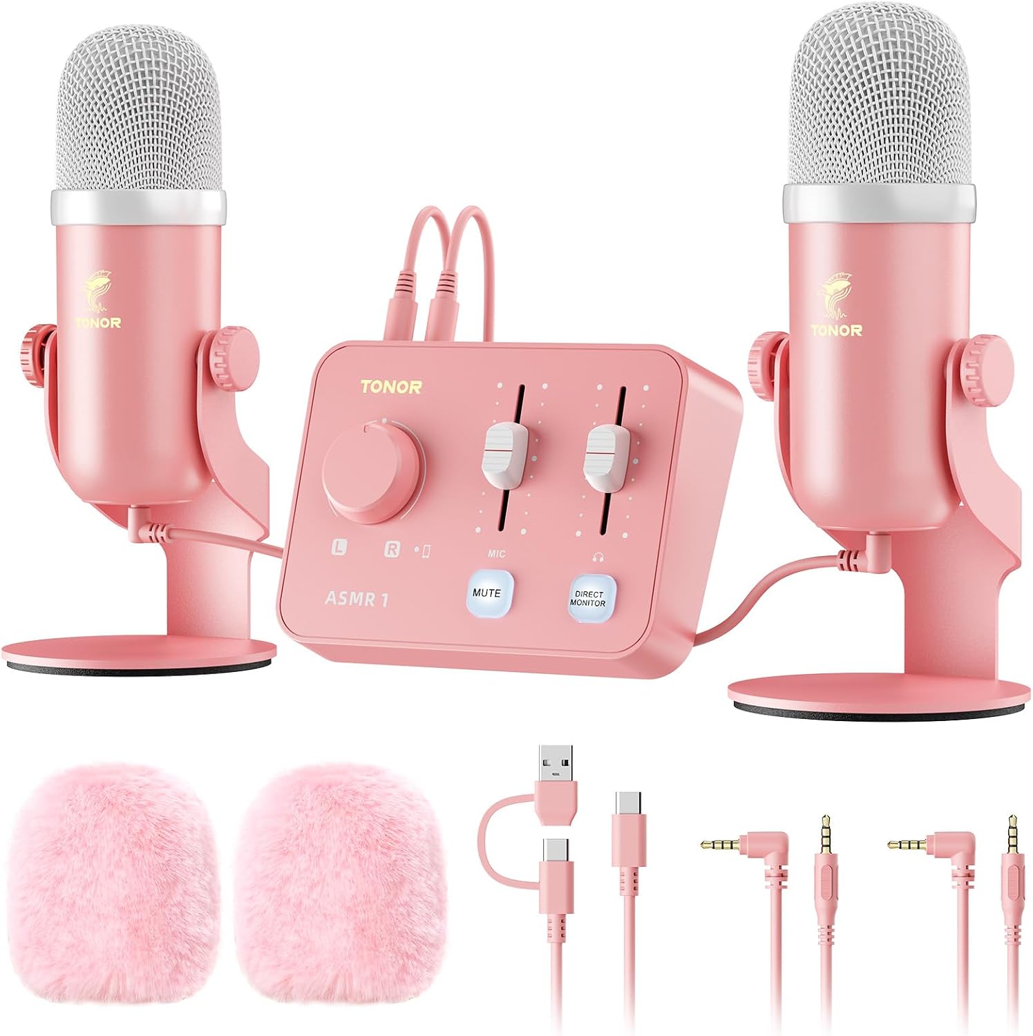 Detalle de TONOR ASMR ONE microphone kit with dual mics, stereo sound and mixer