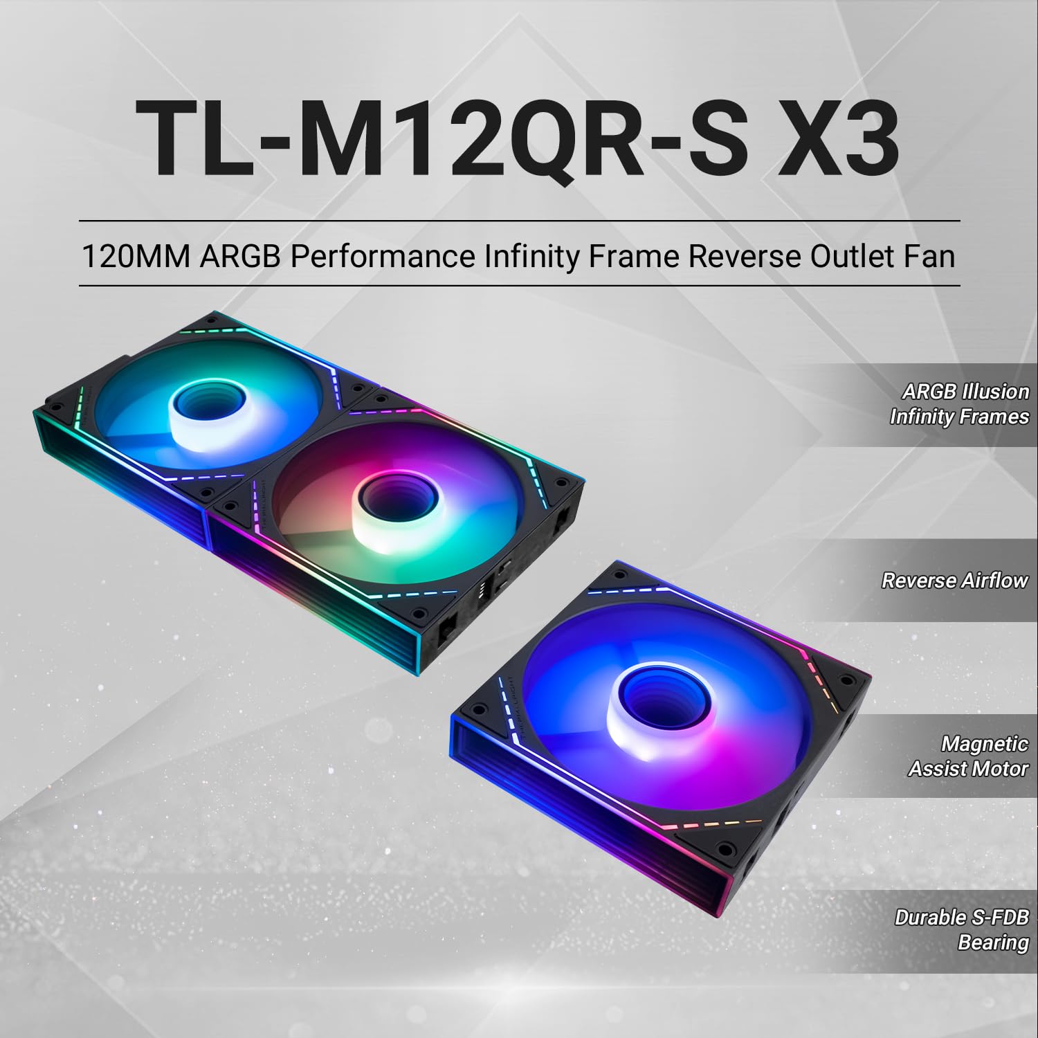 Detalle de Thermalright TL-M12QR-S X3 Wireless Splicing Reverse Case Fan 120mm