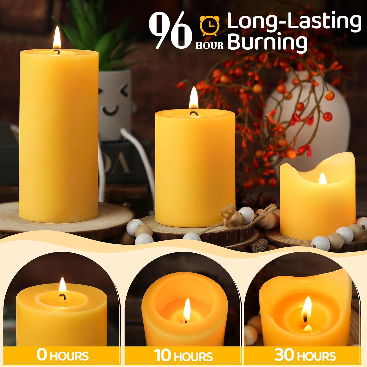 Detalle 2 de Beeswax Pillar Candles 2.8 x 4 Inch