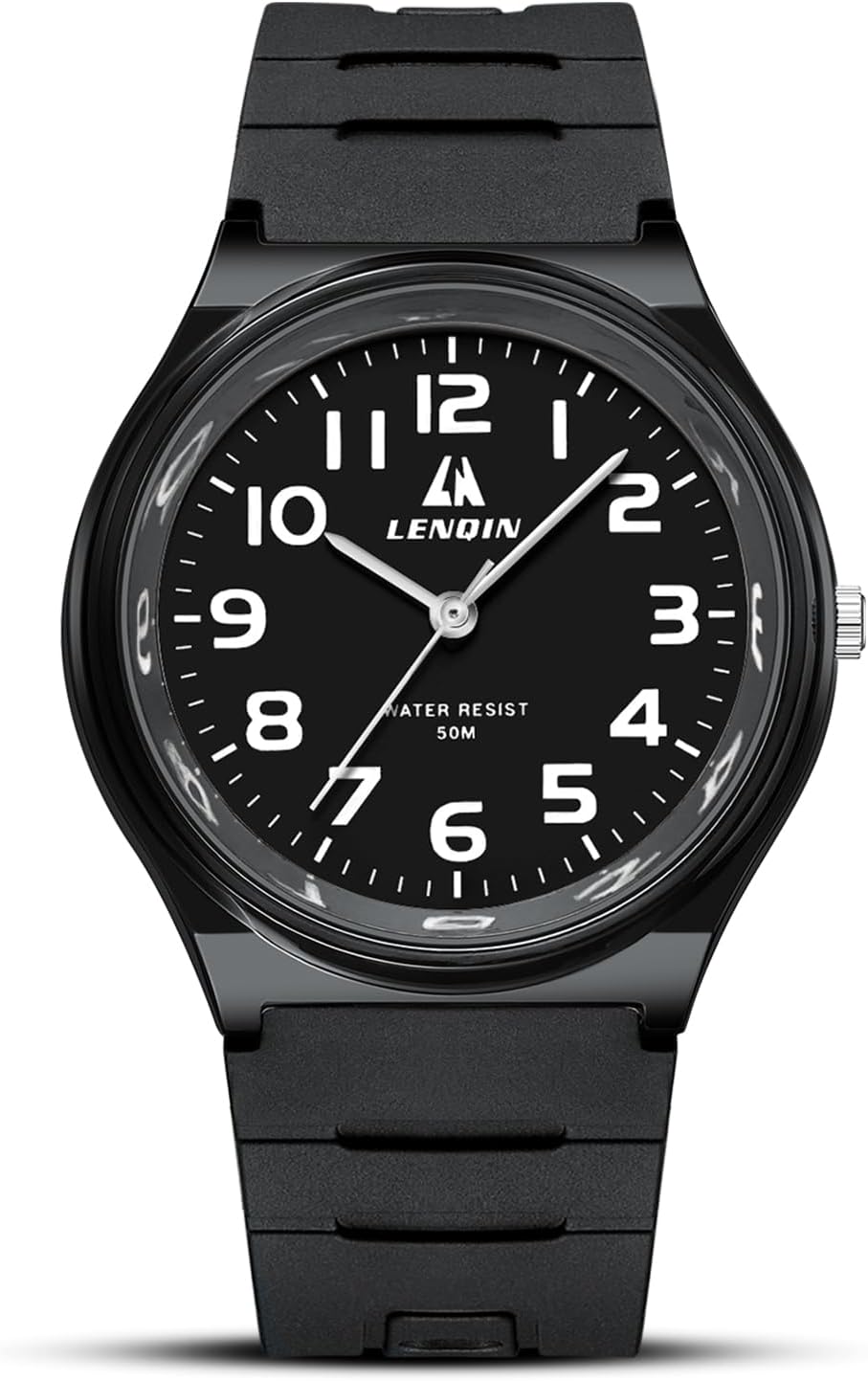 Detalle de LN LENQIN men’s analog quartz watch with silicone strap – 30M waterproof fashion casual