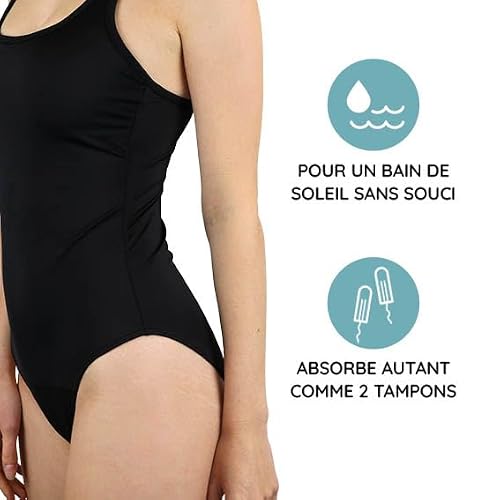 Detalle de MYLILY Maillot de Bain Menstruel 1 Pièce – Noir, S (182) | Anti-Fuite 4 Couches