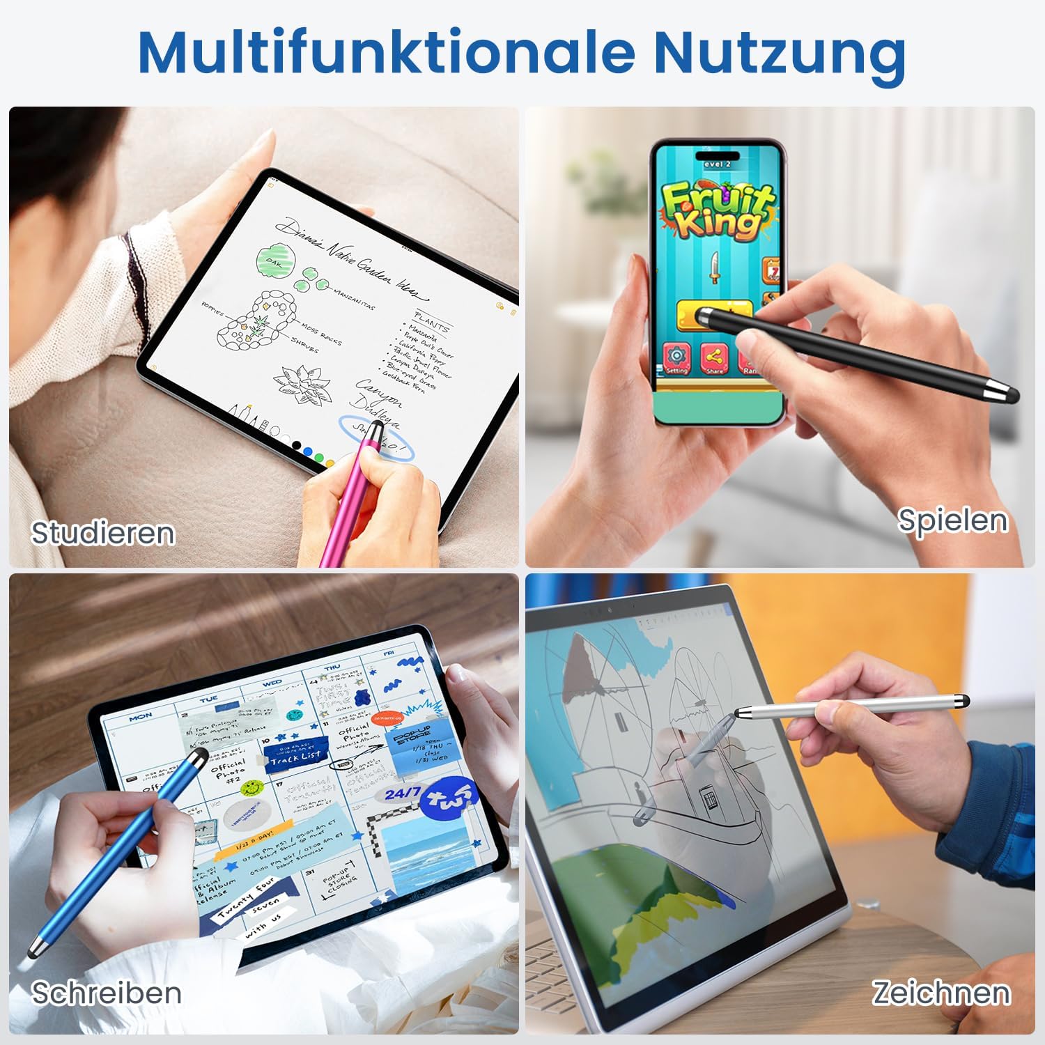 Thumbnail 6 de Touchscreen Switch Stift – 10er-Pack 2-in-1 Stylus mit 20 Ersatzspitzen, kompatibel mit Switch, Android, iOS, Microsoft, Samsung und iPad