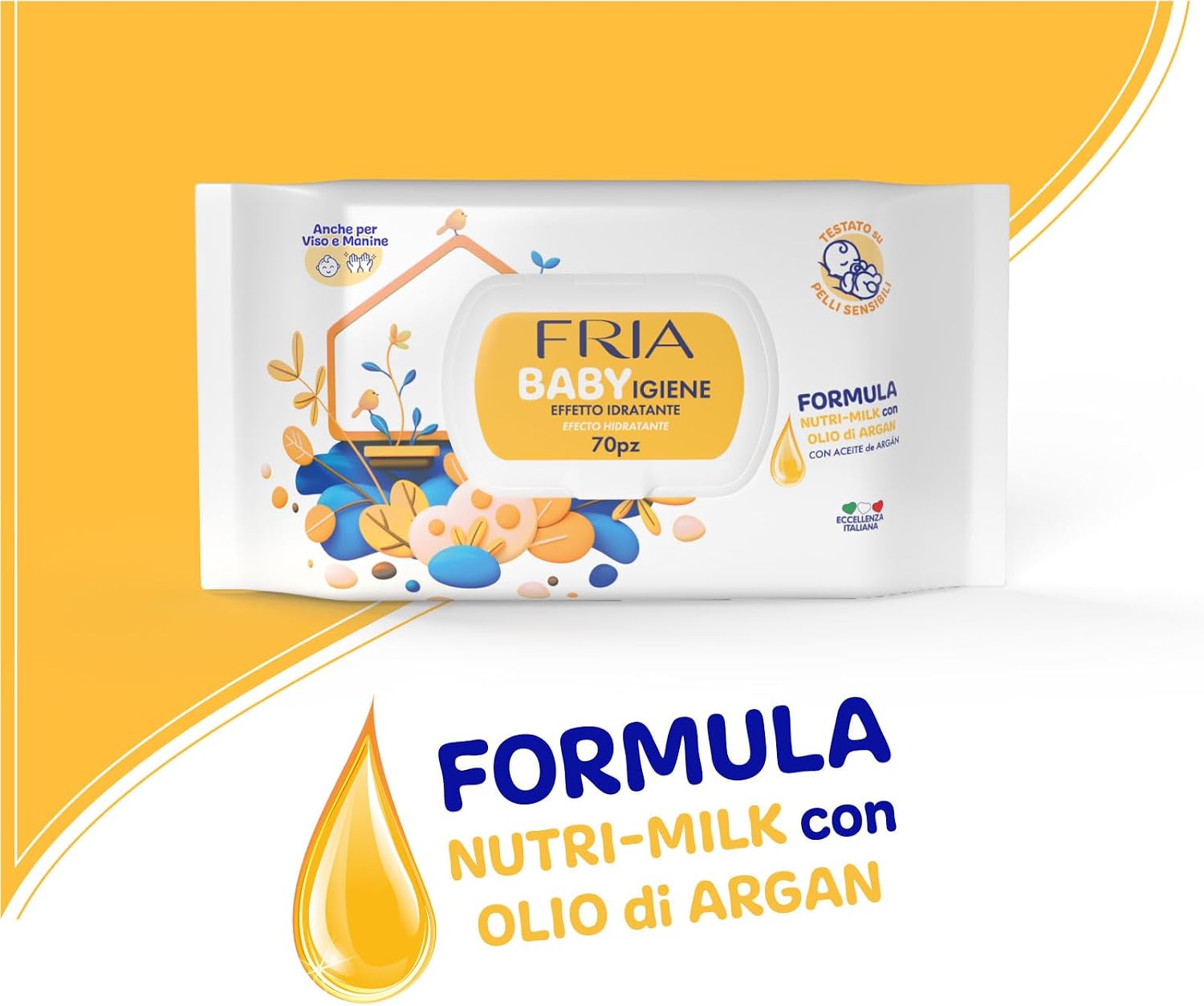 Detalle de FRIA 090015B Baby Wipes, 72 Count, Nutri-Milk and Argan Oil