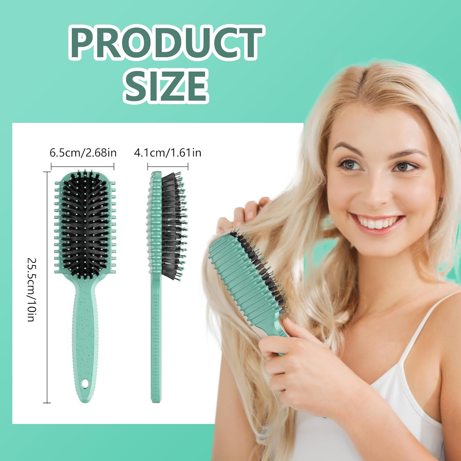 Detalle de Curl Defining Brush (4-Piece Set) for Curly Hair, Slick Backs, and Combing/Styling in Green