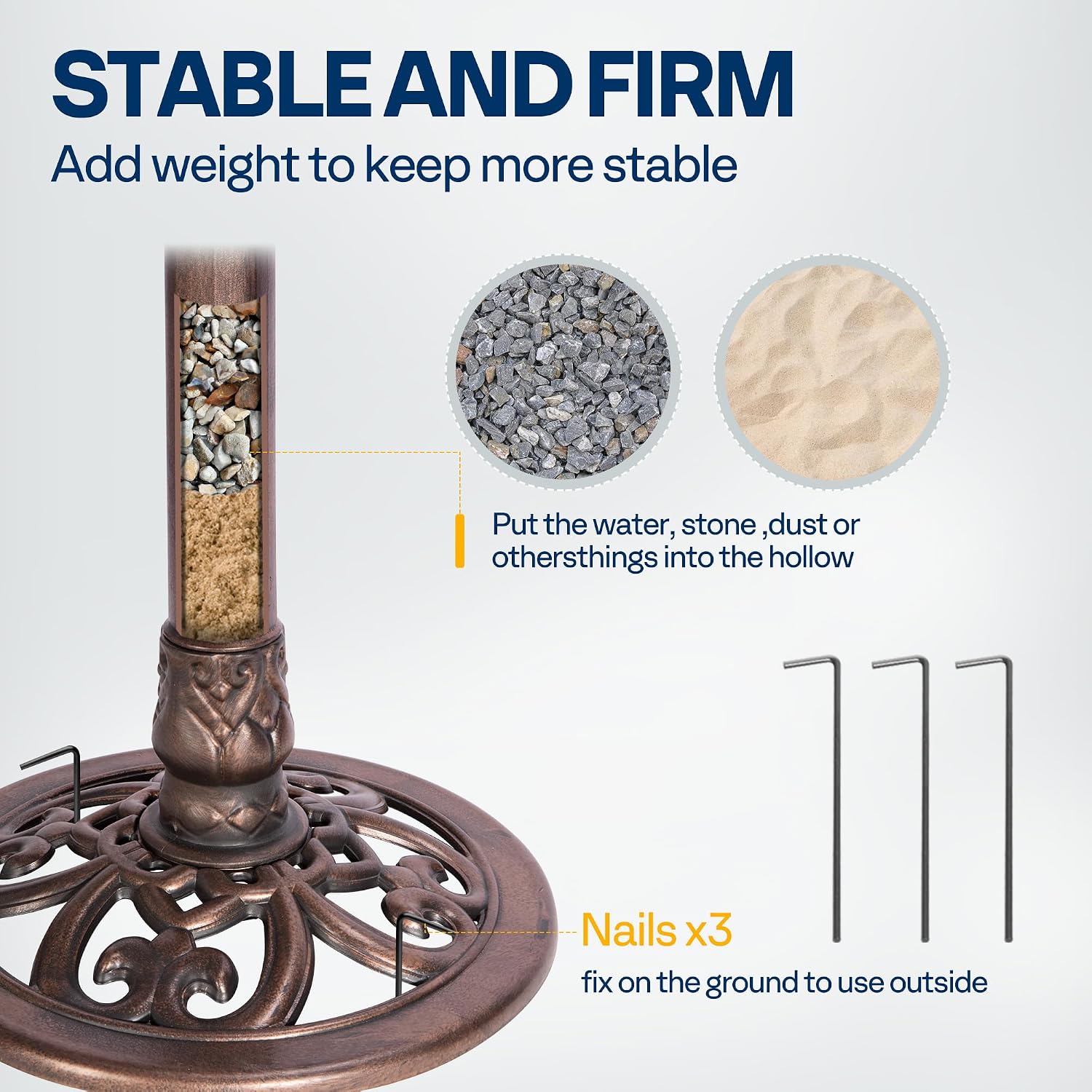 Detalle de VIVOHOME Bird Bath Feeder for Garden 71cm Tall with Solar-Powered Water Fountain