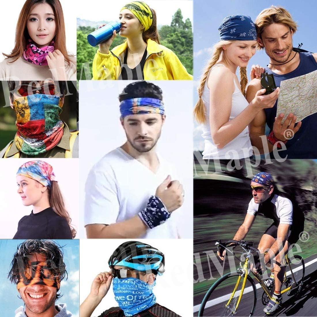 Thumbnail 6 de 6er-Set nahtlose Multifunktions-Bandanas (Mikrofaser-Polyester) – elastische Schlauchschals für Yoga, Laufen & mehr