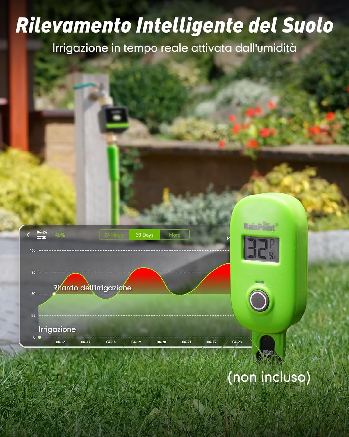 Thumbnail 3 de RAINPOINT Centralina Irrigazione WiFi con timer smart e attacchi in ottone, gateway WiFi 100 m, controllo meteo e voce