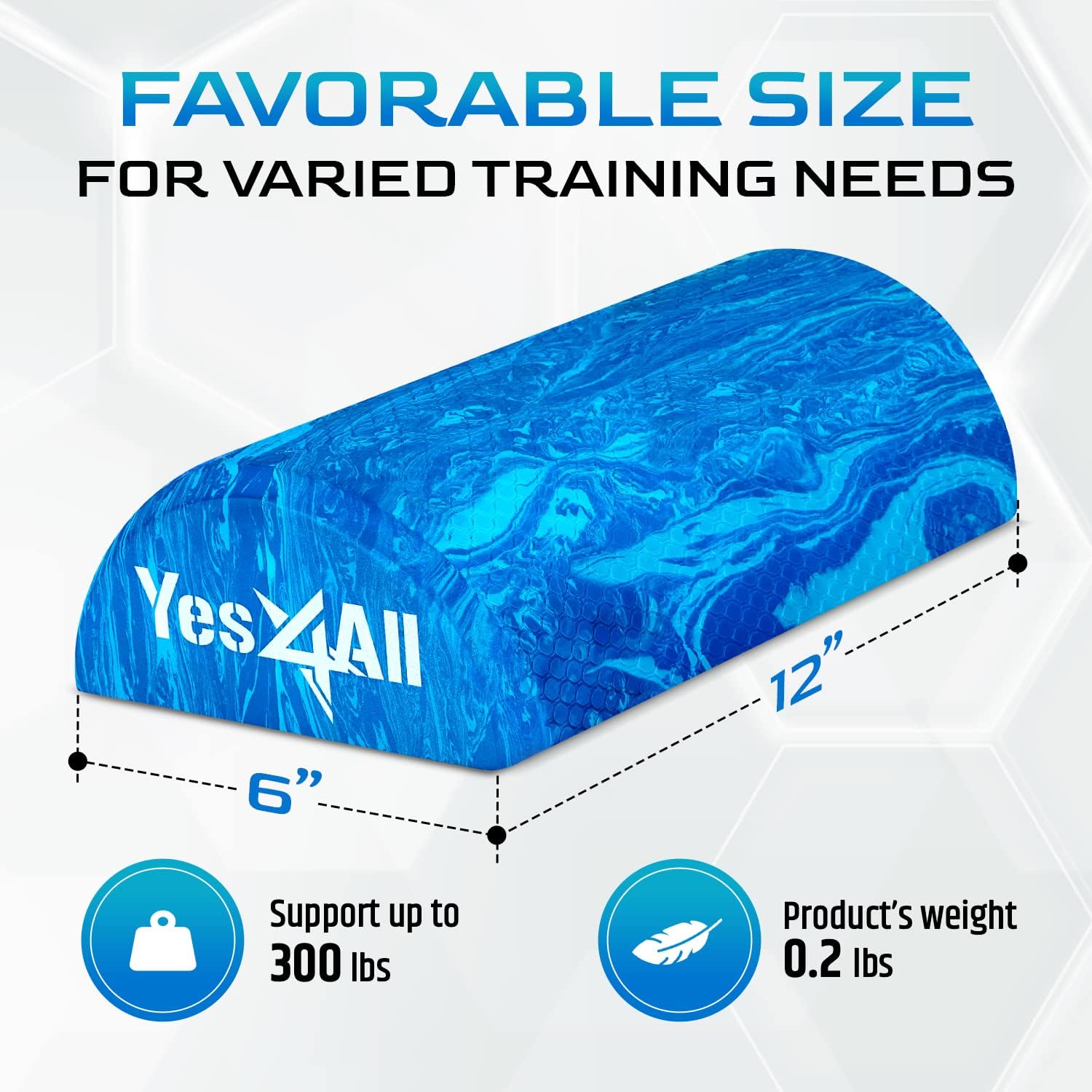 Detalle 2 de Yes4All Half Roller EVA - Blue - 12 inch Firm Foam Roller for Stretching