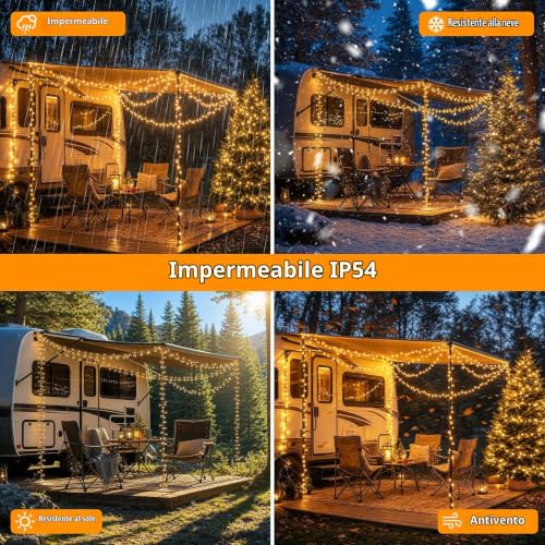 Detalle de Hoteril Catena luminosa natalizia da esterno, 40 m, 370 LED, bianco caldo